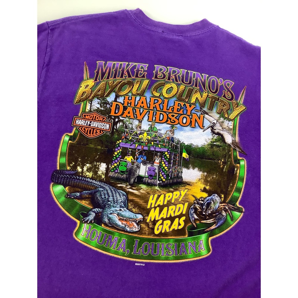 Harley Davidson Mardi Gras Bayou Country 2007 SL T-Shirt women SZ M - Picture 10 of 12